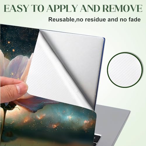 SUPERDANT 3Pcs Laptop Sticker Skin Cover Decal Removable Reusable PVC Material with Unique Starry Sky Flower Design Waterproof for School College Work Office Personalization Use