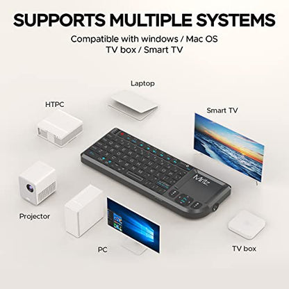 Mini Wireless Keyboard, 2.4G/Bluetooth 5.1 Dual Mode Rechargeable Portable – for Steam Deck, Fire TV Stick, Raspberry Pi, Field Service, IT Technicians.