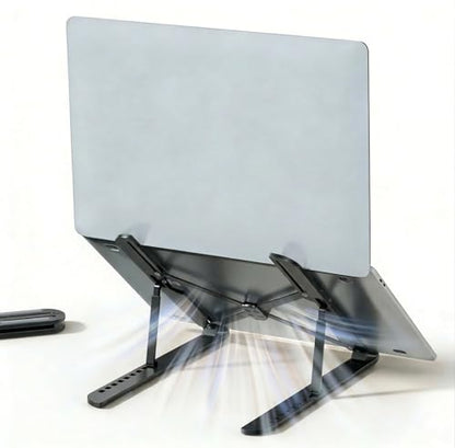 Ergonomic Foldable Computer Stand, 10-Level Height Adjustable Aluminum Laptop Stand, Compatible with 17.3 Inch Laptops, Tablets & Drawing Tablets, for MacBook, HP, Lenovo, Dell (Black) - color: Black