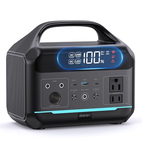 DARAN Portable Power Station 300W, 192Wh LiFePO4 Battery, Solar Generator with 110V AC Outlet & 8 Ports,Battery Backup for Camping, RV, Home Emergency Backup