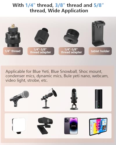 HEMMOTOP Magic Arm Desk Mount/Clamp, 28" | Overhead iPhone Mount, Adjustable Camera Arm for iPad, for Yeti Snowball Microphone, Light, Webcam, Action Camera AS05