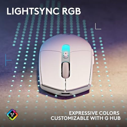 Logitech G305 X SUPERLIGHT Wireless Gaming Mouse, Lightweight 59g, HERO 44K Sensor, RGB lighting, LIGHTSPEED and Bluetooth, 130+ Hr Battery Life, 6 Programmable Buttons, Compatible with PC/Mac - White - color: White, style: Superlight