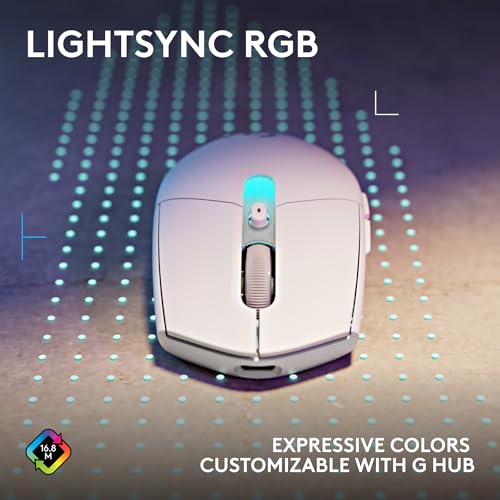 Logitech G305 X SUPERLIGHT Wireless Gaming Mouse, Lightweight 59g, HERO 44K Sensor, RGB lighting, LIGHTSPEED and Bluetooth, 130+ Hr Battery Life, 6 Programmable Buttons, Compatible with PC/Mac - White - color: White, style: Superlight