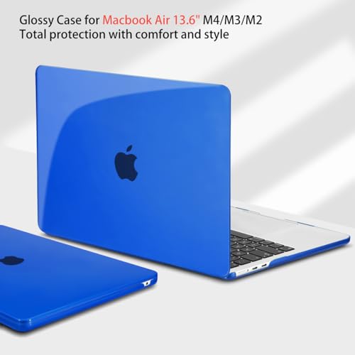Teryeefi MacBook Air 13.6 Inch Case 2022 202 2024 2025 2026 Model: A2681 M2/A3113 M3/A3240 M4 /A3449 M5, Hard Shell Cover with Laptop Stickers & Keyboard Cover & USB 3.0 Adapter, Crystal Deep Blue - color: Crystal Deep Blue