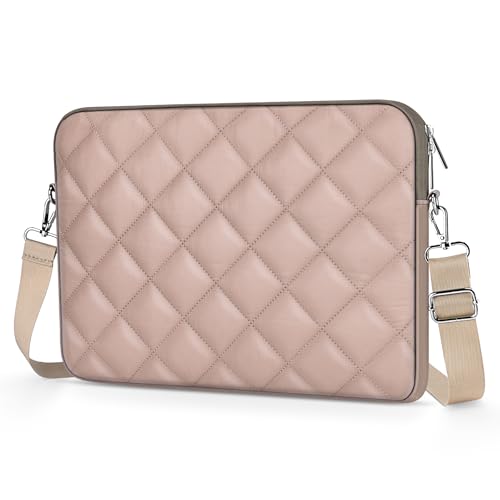 Puffy Quilted Laptop Sleeve with a Removable Shoulder Strap Compatible with MacBook Air 13 inch M2 A2681 M1 A2337 A2179 A1932 2023-2018/Pro 13 M2 M1 A2338 A2251 A2289 A2159 A1989 A1706 A1708 - color: Sleeve - Khaki, size: 13 inch