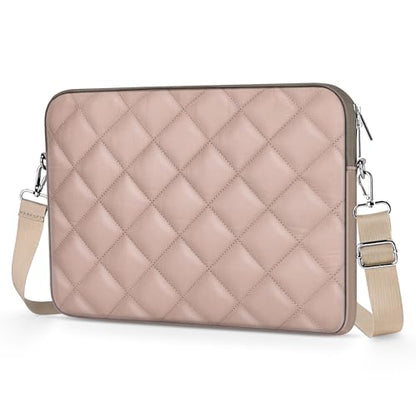 Puffy Quilted Laptop Sleeve with a Removable Shoulder Strap Compatible with MacBook Air 13 inch M2 A2681 M1 A2337 A2179 A1932 2023-2018/Pro 13 M2 M1 A2338 A2251 A2289 A2159 A1989 A1706 A1708 - color: Sleeve - Khaki, size: 13 inch