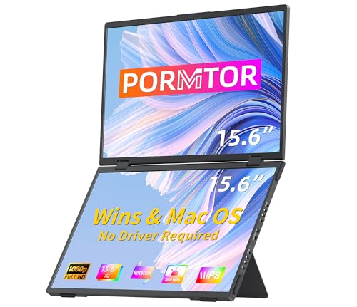 Laptop Screen Extender,15.6" Dual Monitors (Wins/Mac) Folding Stacked Portable Dual Monitor, USB C Travel Extended Computer Display with Triple Portable Monitor for Laptop PC Windows Mac - size: 15.6"-FHD-Dual-A3
