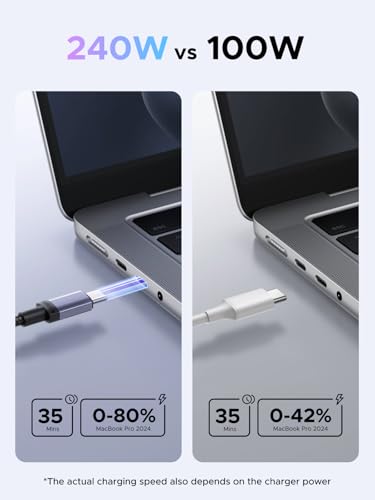 UGREEN 240W USB C Cable 2-Pack, Fast Charging for Laptops & Phones, 3.3FT | Compatible with MacBook Pro/Air, XPS, ThinkBook, iPhone 17/16/15, Galaxy S26/S25, Pixel 10/9, iPad Pro, Steam Deck, Switch - size: 3.3FT