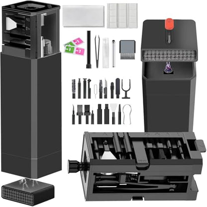 Cell Phone Cleaning Kit, iPhone Cleaning Kit for Charging Port Cleaner Keyboard Cleaning Kit for Airpods/Android/USB C/Earbuds/Laptop/iPad/Camera Lens with Stylus Pen (Black (with Putty and Cloth)) - color: Black (with Putty and Cloth)