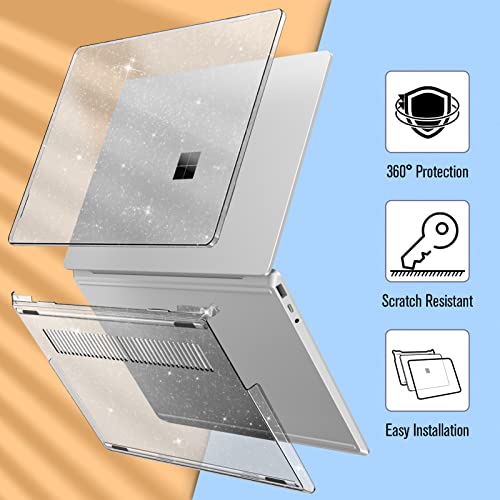 Fintie Case for 12.4 inch Microsoft Surface Laptop Go 3/2/1 2023/2022/2020 | Model: 2013 1943, Snap On Hard Shell Cover, Glittering Clear - color: Glittering Clear