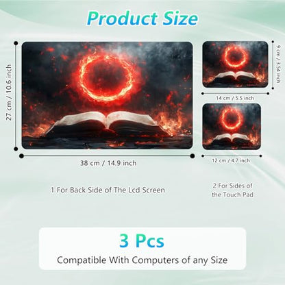 Laptop Skin Sticker Decal 12"-15.6" Universal Laptop/Notebook/Netbook Vinyl - Waterproof Scratch Resistant,Fits HP Dell Lenovo MacBook,2 Free Wrist Pads,Easy Apply & Remove,Fire Retro Book - color: Fire Retro Book