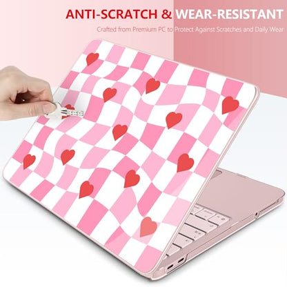 for MacBook Neo 13 Inch Case 2026 Release Model A3404, Pink Aesthetic Ultra-Slim Hard Shell with Keyboard Cover, 6-in-1 Laptop Accessories Bundle for Women Girls, Retro Groovy Hearts - color: Retro Groovy Hearts