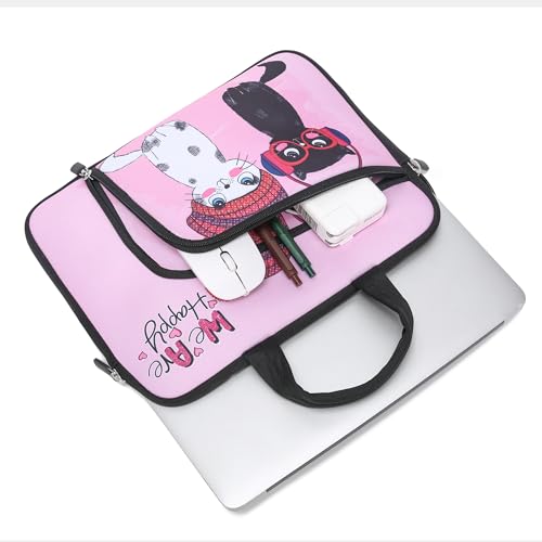 15 15.4 15.6 inch Laptop Handle Bag Computer Protect Notebook Sleeve Neoprene Cover Soft Carrying Case with Extra Pockets - color: Cute Cats