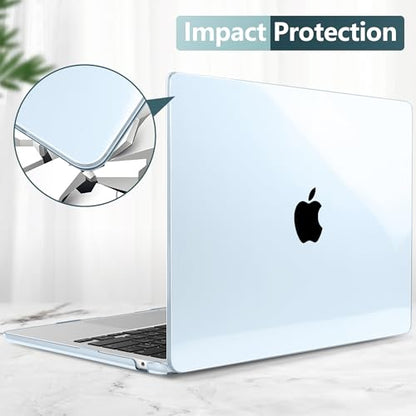 TWOLSKOO Compatible with MacBook Air 13 inch Case M5 2026 M4 2025 M3 M2 2024-2022 A3449 A3240 A3113 A2681, Plastic Hard Shell & Keyboard Cover & Screen Film for MacBook Air 13.6 inch, Crystal Sky Blue - color: Crystal Sky Blue