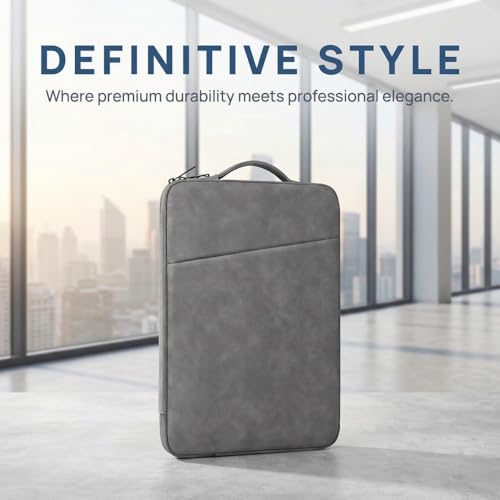 PU Leather Laptop Sleeve 14 inch, Slim Laptop Carrying Case Bag Computer Sleeve Cover Compatible with MacBook Air/Pro, HP, Dell, Lenovo(Gray) - color: Dark Gray, size: 14 inch