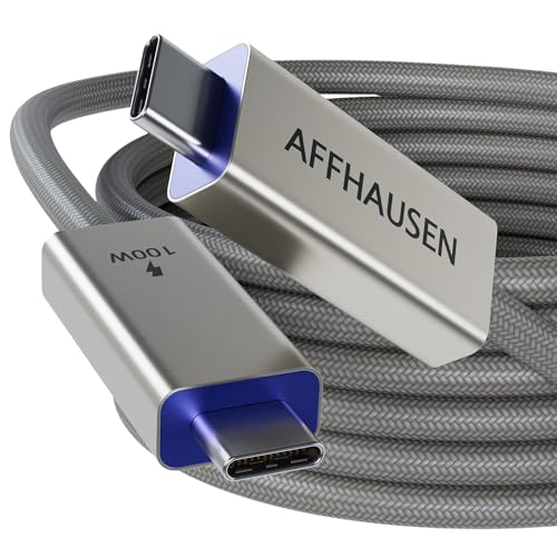 AFFHAUSEN USB-C to USB-C Cable 6.5ft, 100W Fast Charging, Braided, White | USB-C to USB-C | 100W Power Delivery | Braided Nylon | White | Universal — Laptops, Phones & Tablets - size: 6.5FT