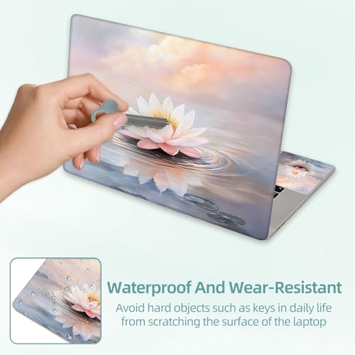 Universal Laptop Skin Decal, 3-Piece Vinyl Protector for 12 13 14 15.6" Notebook, Waterproof Anti-Scratch, Easy Trim & Bubble-Free Finish, Elegant Lotus Flower - color: Elegant Lotus Flower