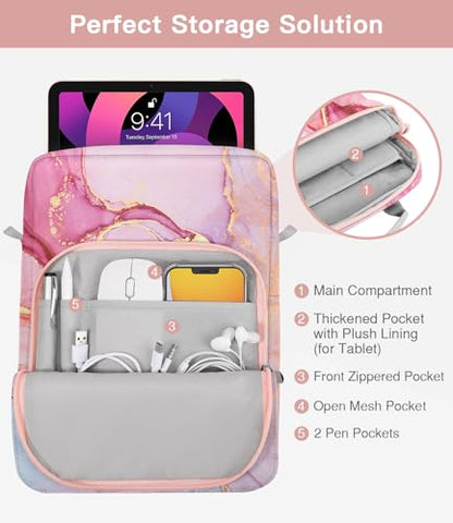 MoKo 9-11 Inch Tablet Sleeve Bag Handle Carrying Case with Shoulder Strap | Fits iPad Pro/Air/A16 11-inch, iPad 10th 10.9, iPad 9/8/7th 10.2, iPadAir 5/4th 10.9 and Tab S8/S9 11-inch, Cloudy Pink - color: Cloudy Pink, size: 9-11 inch