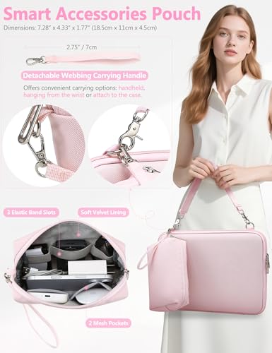 HYZUO 13.3-14 Inch Hard Shell Case Laptop Sleeve Bag, Pale Pink | for MacBook Pro 14 M5-M1 Pro/Max A3426 A3427 2026-2021, MacBook Air/Pro 13 M5-M1 A3449, MacBook Neo 13,Surface Laptop 13-13.8 - color: Pale Pink, size: 13.3-14 Inch