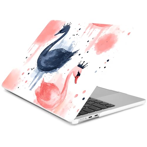 Batianda LumiArt Case for MacBook Air 13.6" M2-M5 Chip, Crown Swan | 4-in-1 set with artistic watercolor crown swan design, ultra slim hard shell protection for sister daughter school college - color: Swan