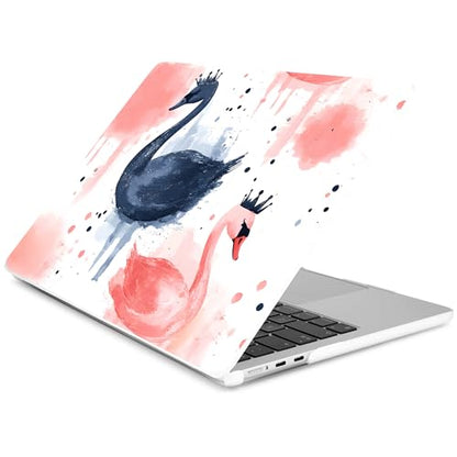 Batianda LumiArt Case for MacBook Air 13.6" M2-M5 Chip, Crown Swan | 4-in-1 set with artistic watercolor crown swan design, ultra slim hard shell protection for sister daughter school college - color: Swan
