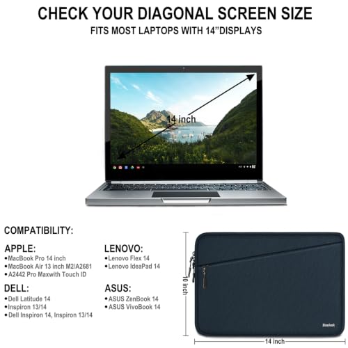Laptop Sleeve 14 inch, Traveling Water Resistant Laptop Case with Pocket, Shockproof Protective Carrying Notebook Cover Compatible for 14 Inch MacBook Air/Pro, HP, Lenovo, Dell, ASUS, Dark Blue - color: Dark Blue, size: 14 Inch