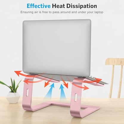 OMOTON Laptop Stand, Detachable Mount for MacBook Air/Pro Dell HP Rose Gold | 11-17" Laptop Holder for Desk, Notebook Computer Mount, Lightweight Cooling for Desk, Ergonomic Home Office - color: Rosegold