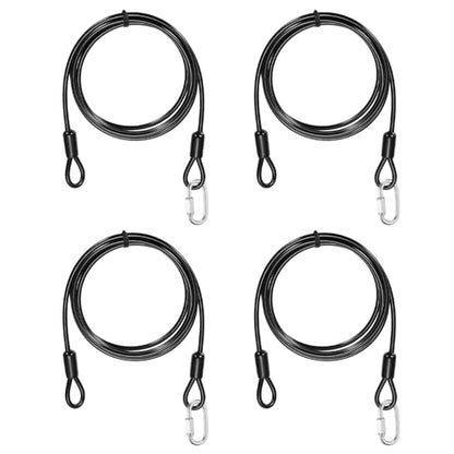PATIKIL Security Cable Lock (5/32" Dia 4.9ft, Black)(4 Set) Vinyl Coated 304 Stainless Steel Double Loop Flexible Wire Rope Safety Cable with Quick Links Locking Connectors - color: Black, size: 4.9ft x 5/32"