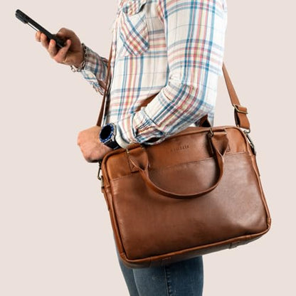 Full Grain Leather Briefcase | Elegant Handmade Leather Briefcase for Men, Perfect for Work and Business.