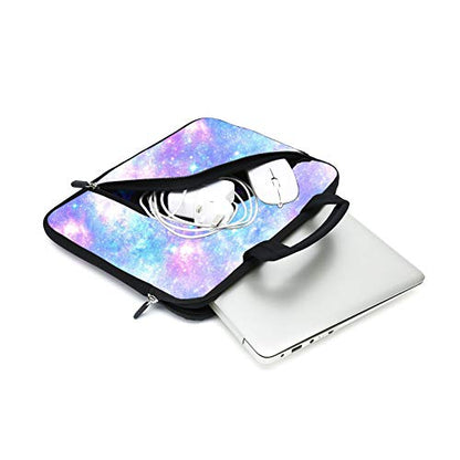 Laptop Sleeves 14 15 15.4 15.6 Chromebook Case Notebook Sleeve PC Messenger Bag Tablet Case Neoprene Handle Sleeve for Men Women, Two Pockets (Pink galaxys) - color: pink galaxys