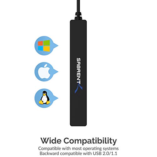 SABRENT 4 Port Portable USB 2.0 Hub (9.5" Cable) for Ultra Book, MacBook Air, Windows 8 Tablet PC (HB-MCRM) - size: 4-PORT