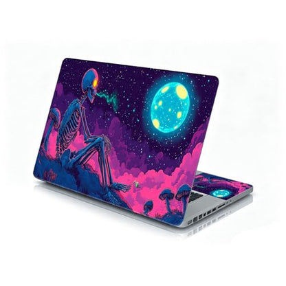 Universal Laptop Skin Sticker Decal, 12"-15.6" Aesthetic Vinyl Wrap, Neon Skeleton Glowing Moon Waterproof Notebook Cover Art Protector for MacBook HP Dell Lenovo, Fits 13" 14" 15" 15.6" - color: Neon Skeleton Glowing Moon