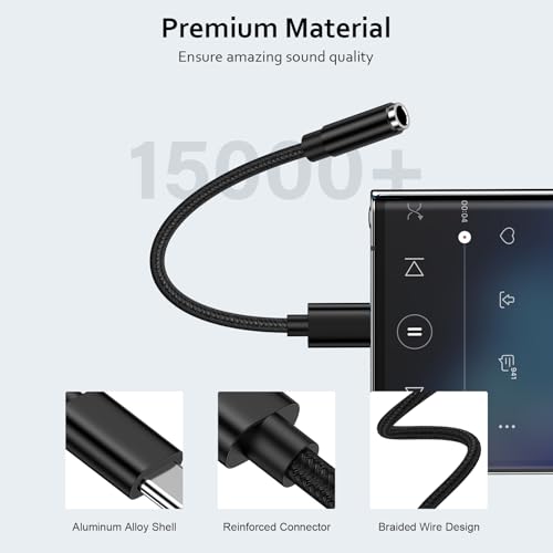 USB C to 3.5mm Audio Adapter Samsung Type C to Headphone Jack Adapter Aux | Dongle Cable for Samsung Galaxy S26 Ultra S26+ S26 S25 Ultra S25 FE Edge S25+ A37 A57 A17 A16 5G A36 A26 A56 S24 S23 S22 S21
