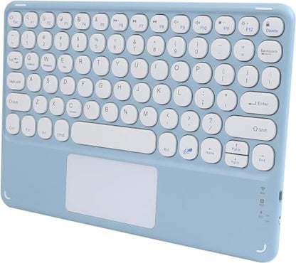 Wireless Keyboard with Touchpad, Ultra-Thin Rechargeable Bluetooth Keyboard Mini with Trackpad, Round Keys for iPad/iOS/Mac/Android/Windows (Blue) - color: light blue