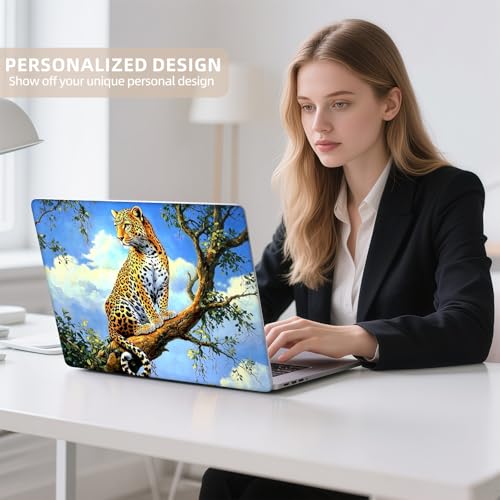 Universal Laptop Skin Sticker for 12/13/14/15.6 Inch Laptops, Reusable Vinyl Laptop Decal Cover, Waterproof Scratch Resistant Notebook Skin with 2 Wrist Pads,Leopard - color: Leopard