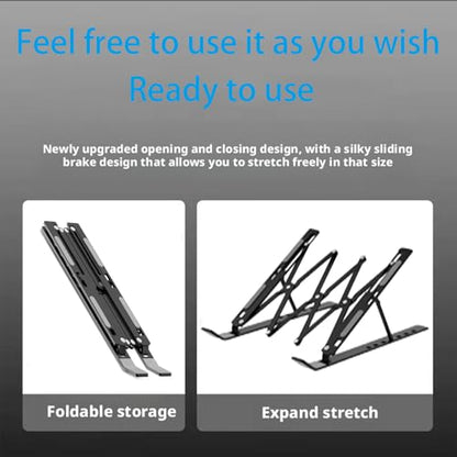 Laptop Stand for Desk, Adjustable 7-Level Aluminum Riser, Ergonomic Notebook Holder, Portable Foldable Laptop Stands Travel for 10-17” Laptops, MacBook, Notebook (Black) - color: Black