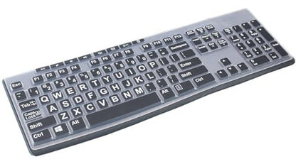 Ultra Thin Desktop Silicone Keyboard Cover Skin Compatible with Logitech MK370 MK295 MK275 MK270 Wireless Keyboard, Logitech K200 K260 K270 MK200 MK260 Keyboard - (Black Large Letters) - color: Large Letters - Black