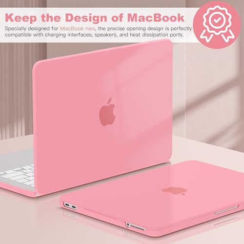 CISSOOK for MacBook Neo Case 13 inch 2026 Pink A3404 with A18 Pro Chip | 5in1 Set Hard Shell Case, A18 Pro Chip, Keyboard Cover, Screen Protector, Scratch Resistant, Ultra-Thin, for Office & Travel - color: Matte Pink