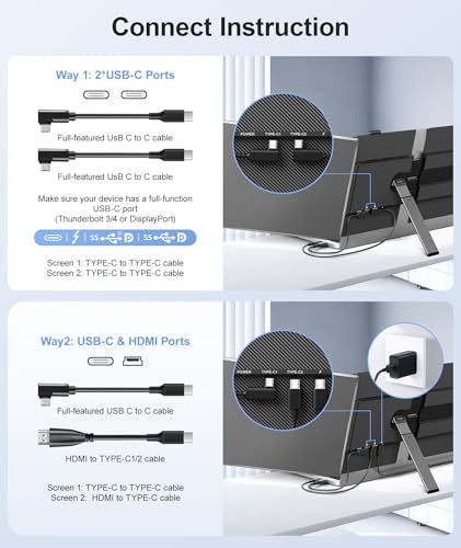 Laptop Screen Extender, Ultra-Thin 14" FHD 1080P Portable Monitor | 2.2lbs Lightweight, Triple Monitor Extender, Plug & Play, For 13"-17" Laptops, Compatible with Wins/Mac/Android/Chrome - size: 14" Monitor