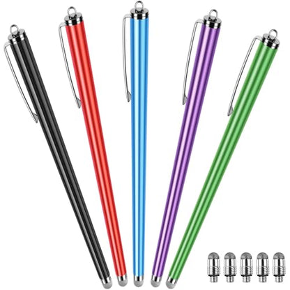 Long Stylus (5 Pack) Capacitive Pen for Touchscreen, Universal Stylus for iPad iPhone Android Tablet & Laptop Touch Screens, High Sensitivity & Smooth nibs Fiber mesh Extra Long Stylus