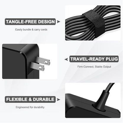 65W USB C Charger Compatible with Lenovo Thinkpad/Yoga/Chromebook/IdeaPad, Mac Book Pro, Huawei Matebook, Dell Latitude, HP Spectre, Acer Chromebook, Asus Zenbook Laptop Type C Power Supply Adapter