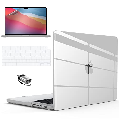 IBENZER Case for MacBook Pro 14 Inch 2026 2025 2024 2023 2022 M5 M4 M3 M2 M1 A3434 A3112 A3185 A3401 A2918 A2992 A2779 A2442 Pro/Max,Hardshell& KeyboardCover & ScreenFilm&Type-C,CrystalCLR,T14CYCL+2TC - color: Crystal Clear