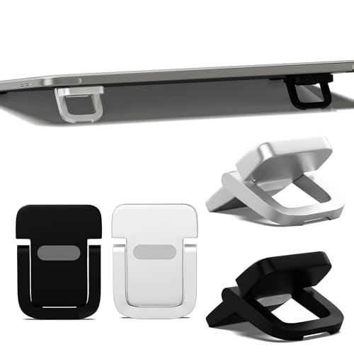 4-Piece Portable Keyboard Riser Set-2 Black & 2 Silver Adjustable Laptop Keyboard Stand with 2 Angle Settings and Self-Adhesive Foldable Feet, Mini Foldable Laptop Stand Riser Lift for Most Keyboards