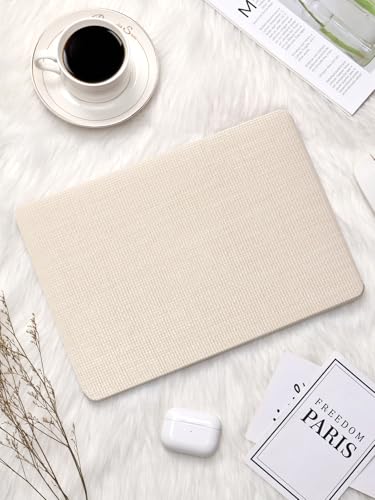 Seorsok Compatible with MacBook Pro 16 inch Case 2026-2021 M5 M4 M3 M2 M1 A3429 A3428 A3403 A3186 A2991 A2780 A2485,Elegant Leather Plastic Hard Shell Case & Keyboard Cover,Beige Woven No Logo Cutout - color: Beige Woven, size: Pro16 A3428/A3429/A3403/A31