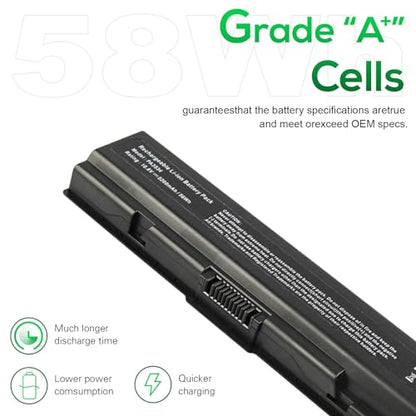 Futurebatt Laptop Battery 5200mAh for PA3534U-1BRS Toshiba Satellite A200 A205 A210 A215 A300 A300D A305 A305D L200 A215-S4697 A505-S6012 A505-S6016 - size: PA3534 8.86 3.15 1.38in