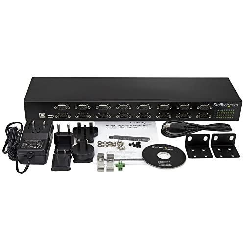 StarTech USB to Serial Hub, 16-Port, USB to RS232 Hub, TAA (ICUSB23216FD) | COM Port Retention, Rack Mount and Daisy Chainable - style: 16-Port