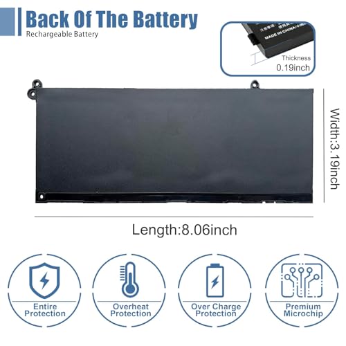 G91J0 Laptop Battery Replacement for Dell inspiron 3510 3515 3511 5515 5510/5518 5410(2-in-1)/5418 vostro 5410 5510 Latitude 3320 Series 0FH3K2 FH3K2 TN70C 0WV3K8 41Wh 3467mAh 11.25V - size: 7.96*3.43*0.25 inch G91J0