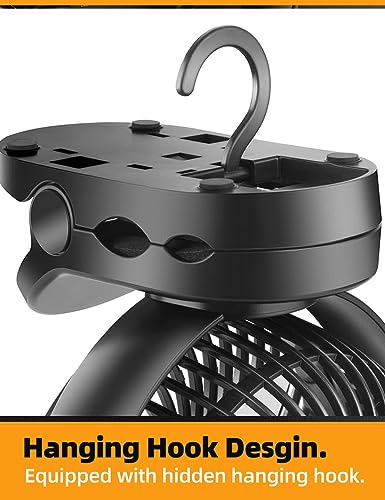6'' Portable Hanging RV Tent fan with Remote Control,10000mAh Battery Camping Fan with LED light and Timer, 40 Hours Working Time Rechargeable Clip Fan, as Emergency Power - Black - style: 6'' Rechargeable Camping Fan
