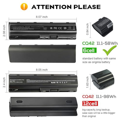 ASUNCELL MU06 MU09 New Laptop Battery for HP 593553-001 593554-001 636631-001 Pavilion G6 G7 G62 G72 G4 Presario CQ32 CQ42 CQ43 CQ56 CQ62 CQ72 HSTNN-LB0W HSTNN-UB0W HSTNN-LB0W - size: MU06 8.86 * 3.15 * 1.38 in