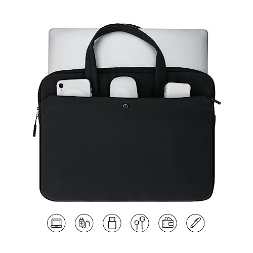 14 Inch Laptop Sleeve Case Carrying Padded Bag with Handle, Black | Compatible with 14 Inch Macbook Pro M1 M2 M3 M4 M5 Laptop Computer, Slim Lightweight Protective Computer Portable Bag - color: Black, size: 14 Inch